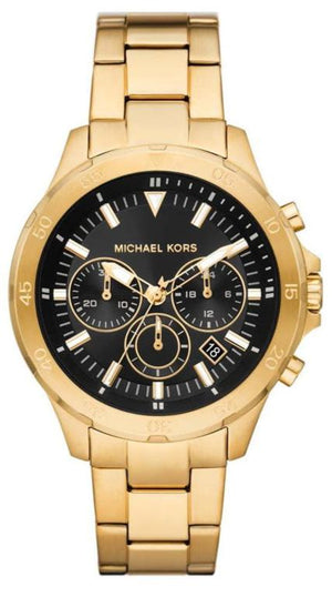 Buy Shop Michael Kors Greyson Chronograph Black Dial Gold Steel Strap Watch For Men - MK9108 USA Online