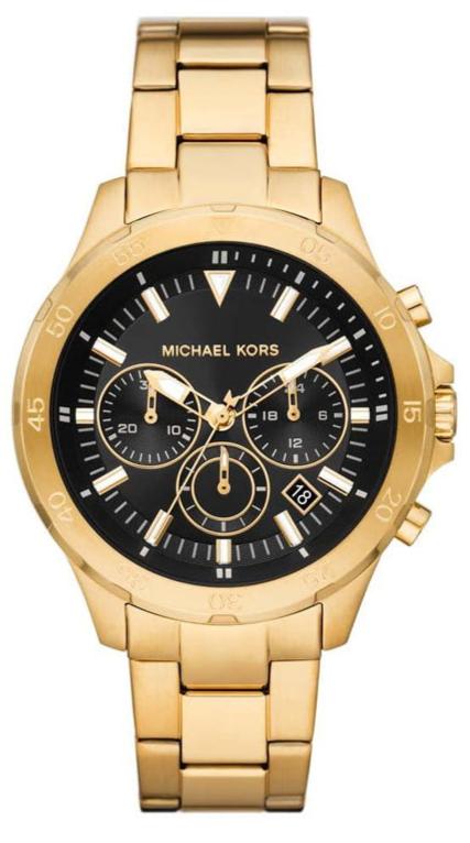 Buy Shop Michael Kors Greyson Chronograph Black Dial Gold Steel Strap Watch For Men - MK9108 USA Online