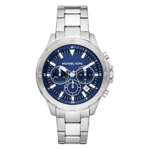Buy Shop Michael Kors Grayson Chronograph Blue Dial Silver Steel Strap Watch For Men - MK9107 USA Online