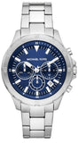 Buy Shop Michael Kors Grayson Chronograph Blue Dial Silver Steel Strap Watch For Men - MK9107 USA Online