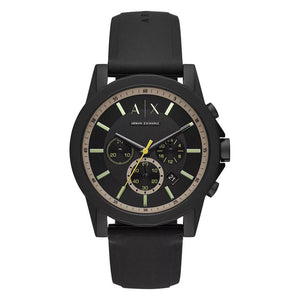 Buy Shop Armani Exchange Outerbanks Chronograph Black Dial Black Silicone Strap Watch For Men - AX1343 USA Online
