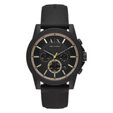 Buy Shop Armani Exchange Outerbanks Chronograph Black Dial Black Silicone Strap Watch For Men - AX1343 USA Online