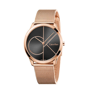 Buy Shop Calvin Klein Minimal Black Dial Rose Gold Mesh Bracelet Watch for Men - K3M21621 USA Online