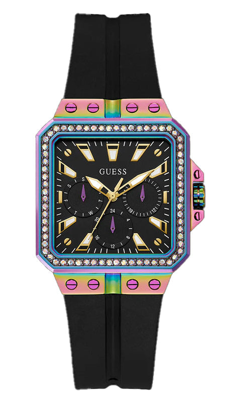 Buy Shop Guess Libra Black Dial Black Silicone Strap Watch For Women - GW0618L3 USA Online