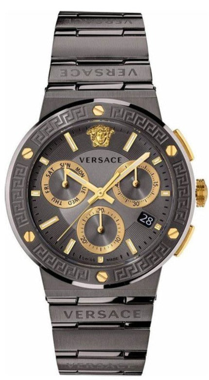 Buy Shop Versace Greca Icon Quartz Black Dial Black Steel Strap Watch For Men - VEZ900521 USA Online