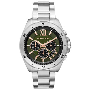 Buy Shop Michael Kors Brecken Chronograph Green Dial Silver Steel Strap Watch For Men - MK8984 USA Online