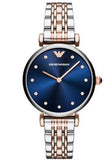 Buy Shop Emporio Armani Gianni T Bar Crystal Blue Dial Two Tone Steel Strap Watch For Women - AR11092 USA Online