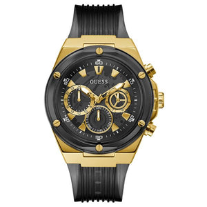Buy Shop Guess Poseidon Chronograph Black Dial Black Silicone Strap Watch For Men - GW0425G1 USA Online