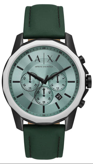 Buy Shop Armani Exchange Banks Chronograph Green Dial Green Leather Strap Watch For Men - AX1725 USA Online