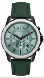 Armani Exchange Banks Chronograph Green Dial Green Leather Strap Watch For Men - AX1725