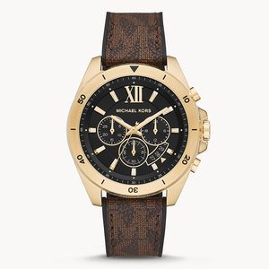 Buy Shop Michael Kors Brecken Chronograph Black Dial Brown Leather Strap Watch For Men - MK8849 USA Online