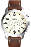 Buy Shop Fossil Pilot Chronograph White Dial Brown Leather Strap Watch for Men - FS5146 USA Online