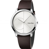 Buy Shop Calvin Klein Minimal Silver Dial Brown Leather Strap Watch for Men - K3M211G6 USA Online