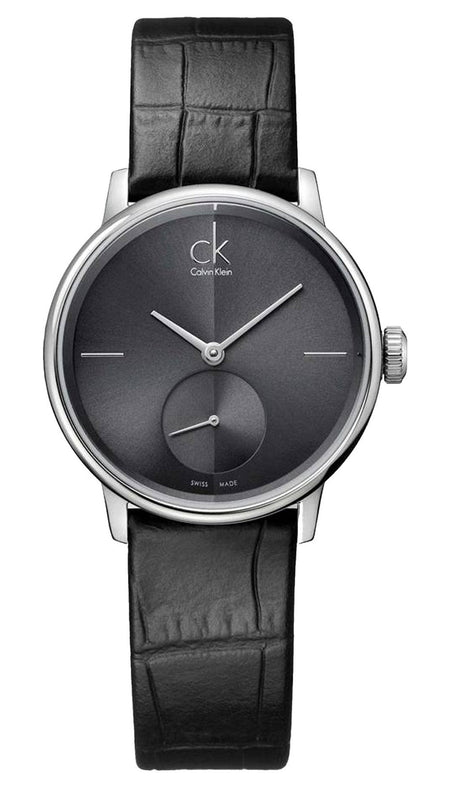 Buy Shop Calvin Klein Accent Black Dial Black Leather Strap Watch for Women - K2Y231C3 USA Online