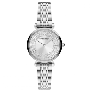 Buy Shop Emporio Armani Gianni T-Bar Quartz Silver Dial Silver Steel Strap Watch For Women - AR11445 USA Online
