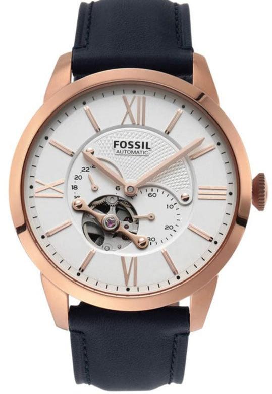 Buy Shop Fossil Townsman Automatic White Dial Navy Blue Leather Strap Watch for Men - ME3171 USA Online