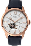 Buy Shop Fossil Townsman Automatic White Dial Navy Blue Leather Strap Watch for Men - ME3171 USA Online