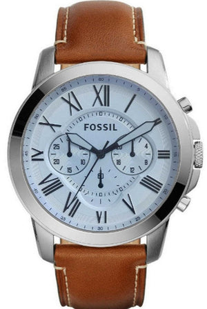 Buy Shop Fossil Grant Chronograph Blue Dial Brown Leather Strap Watch for Men - FS5184 USA Online