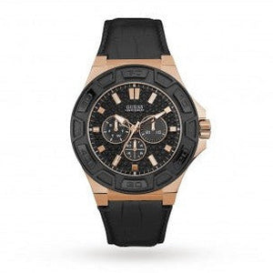 Buy Shop Guess Force Analog Black Dial Black Leather Strap Watch For Men - W0674G6 USA Online