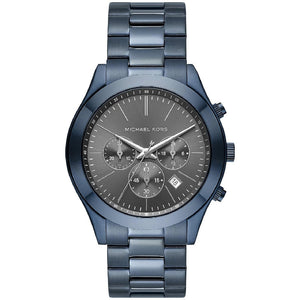 Buy Shop Michael Kors Slim Runway Chronograph Black Dial Blue Steel Strap Watch for Men - MK8918 USA Online