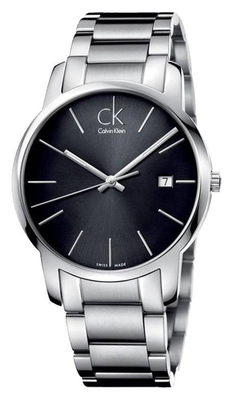 Buy Shop Calvin Klein City Date Black Dial Silver Steel Strap Watch for Men - K2G2G143 USA Online