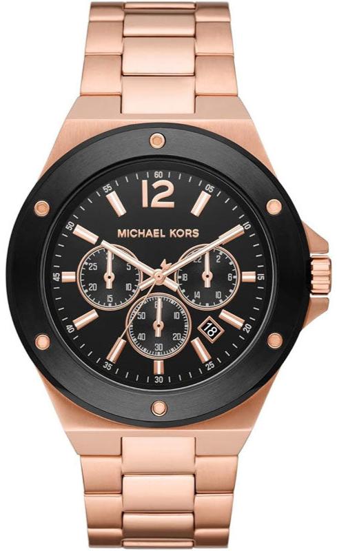 Buy Shop Michael Kors Lennox Chronograph Black Dial Rose Gold Steel Strap Watch For Men - MK8940 USA Online