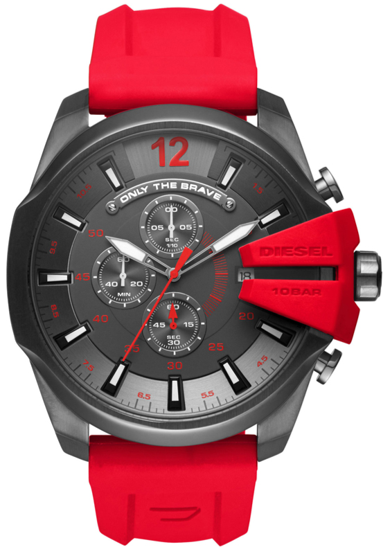 Buy Shop Diesel Mega Chief Chronograph Black Dial Red Silicone Strap Watch For Men - DZ4427 USA Online
