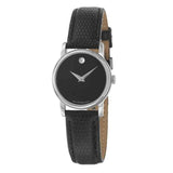 Movado Museum Black Dial Black Leather Strap Watch For Women - 2100004