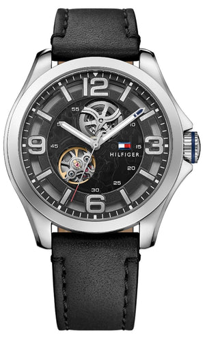 Buy Shop Tommy Hilfiger Bruce Analog Black Dial Black Leather Strap Watch for Men - 1791279 USA Online
