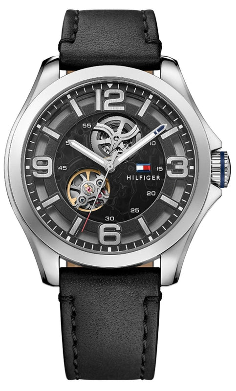 Buy Shop Tommy Hilfiger Bruce Analog Black Dial Black Leather Strap Watch for Men - 1791279 USA Online