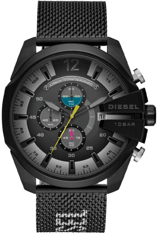 Buy Shop Diesel Mega Chief Chronograph Black Dial Black Mesh Bracelet Watch For Men - DZ4514 USA Online