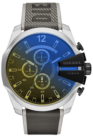 Buy Shop Diesel Mega Chief Chronograph Black Dial Grey Nylon Strap Watch For Men - DZ4523 USA Online