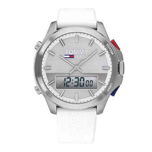 Buy Shop Tommy Hilfiger Digital Silver Dial White Silicone Strap Watch For Men - 1791764 USA Online