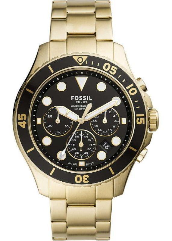 Buy Shop Fossil FB-03 Chronograph Black Dial Gold Steel Strap Watch for Men - FS5727 USA Online