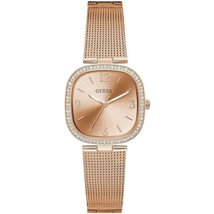 Buy Shop Guess Tapestry Diamonds Rose Gold Dial Rose Gold Mesh Bracelet Watch for Women - GW0354L3 USA Online