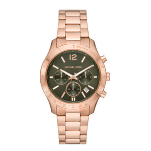 Buy Shop Michael Kors Berkley Chronograph Green Dial Rose Gold Steel Strap Watch For Women - MK7412 USA Online