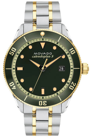 Movado Heritage Calendoplan Black Dial Two Tone Steel Strap Watch For Men - 3650096