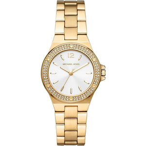 Buy Shop Michael Kors Lennox Three-Hand Silver Dial Gold Steel Strap Watch For Women - MK7278 USA Online