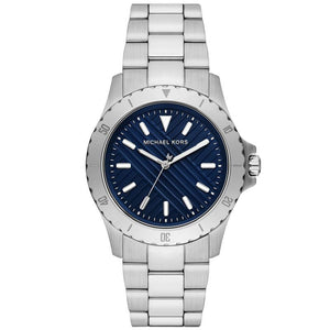 Buy Shop Michael Kors Everest Three-Hand Blue Dial Silver Steel Strap Watch For Men - MK9079 USA Online