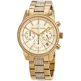 Buy Shop Michael Kors Ritz Chronograph Gold Dial Gold Steel Strap Watch For Women - MK6484 USA Online