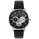 Armani Exchange Cayde Chronograph Black Dial Black Leather Strap Watch for Men - AX2745