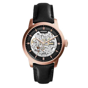Buy Shop Fossil Townsman Automatic Skeleton Black Dial Black Leather Strap Watch for Men - ME3084 USA Online