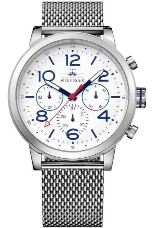 Buy Shop Tommy Hilfiger Jake Quartz White Dial Silver Mesh Bracelet Watch for Men - 1791233 USA Online