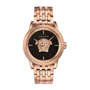 Buy Shop Versace Palazzo Empire Black Dial Rose Gold Steel Strap Watch for Men - VERD00718 USA Online