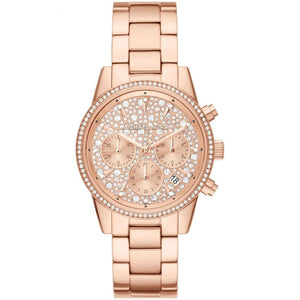 Buy Shop Michael Kors Ritz Chronograph Rose Gold Dial Rose Gold Steel Strap Watch For Women - MK7302 USA Online