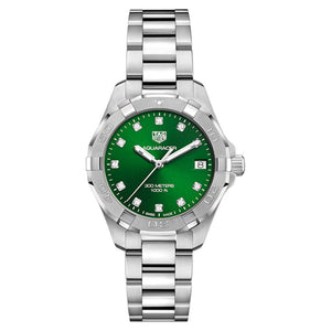 Buy Shop Tag Heuer Aquaracer Diamonds Emerald Green Dial Watch for Women - WBD1316.BA0740 USA Online