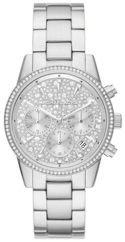 Buy Shop Michael Kors Ritz Chronograph Crystals Silver Dial Silver Steel Strap Watch For Women - MK7301 USA Online