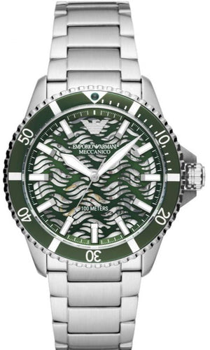 Buy Shop Emporio Armani Diver Automatic Green Dial Silver Steel Strap Watch For Men - AR60061 USA Online