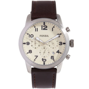 Buy Shop Fossil Pilot Chronograph White Dial Brown Leather Strap Watch for Men - FS5146 USA Online