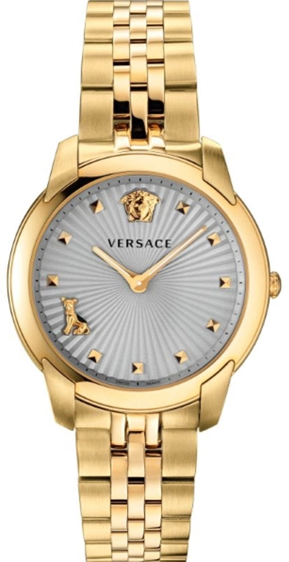 Buy Shop Versace Audrey Quartz Grey Dial Gold Steel Strap Watch for Women - VELR00719 USA Online